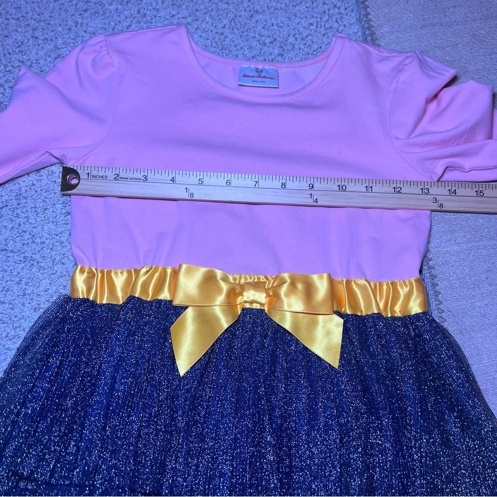 Hanna Andersson girls Tulle Tiered Shimmer dress size 130 US Size 8 Pink Black - Picture 9 of 10